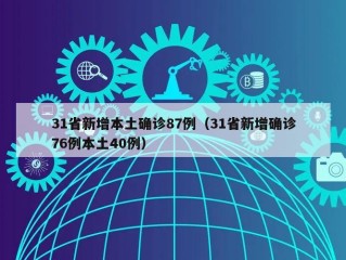 31省新增本土确诊87例（31省新增确诊76例本土40例）